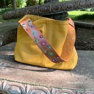 Y2K yellow leather hobo bag